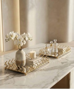 ZEYVE RECTANGULAR TRAY WITH BALL BEARING, SET OF 2, 32x22-37x27cm.